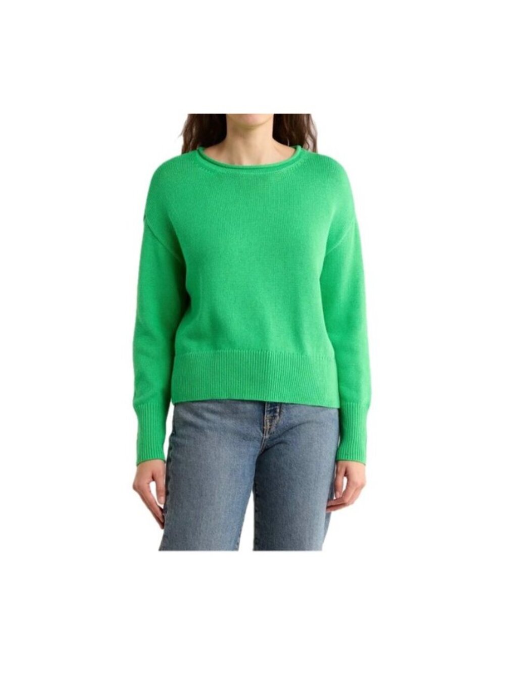 CeCe Crewneck Sweater Women's M 100% Cotton Island Green NEW